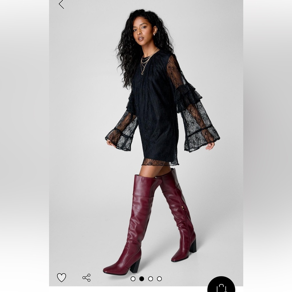 NWT Nasty Gal lace ruffle fluted sleeve tunic dress